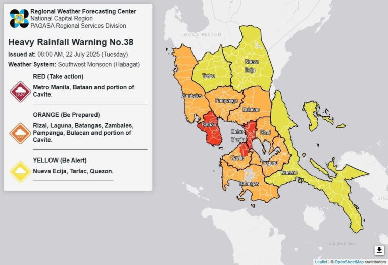 Red rainfall warning up over Metro Manila, Bataan, parts of Cavite – GMA Network