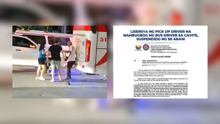 Pickup driver’s license suspended after assaulting bus driver in Cavite road rage incident – dzrh.com.ph