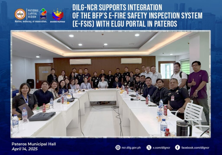DILG-NCR Supports the Integration of the Bureau of Fire Protection’s e-Fire Safety Inspection System (e-FSIS) with eLGU Portal in Pateros – DILG-NCR