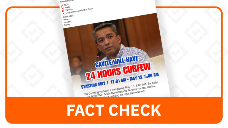 FACT CHECK: No 24-hour curfew in Cavite from May 1 to 15, 2025 – Rappler