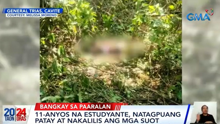 11-year-old student found dead inside Cavite school – GMA Network